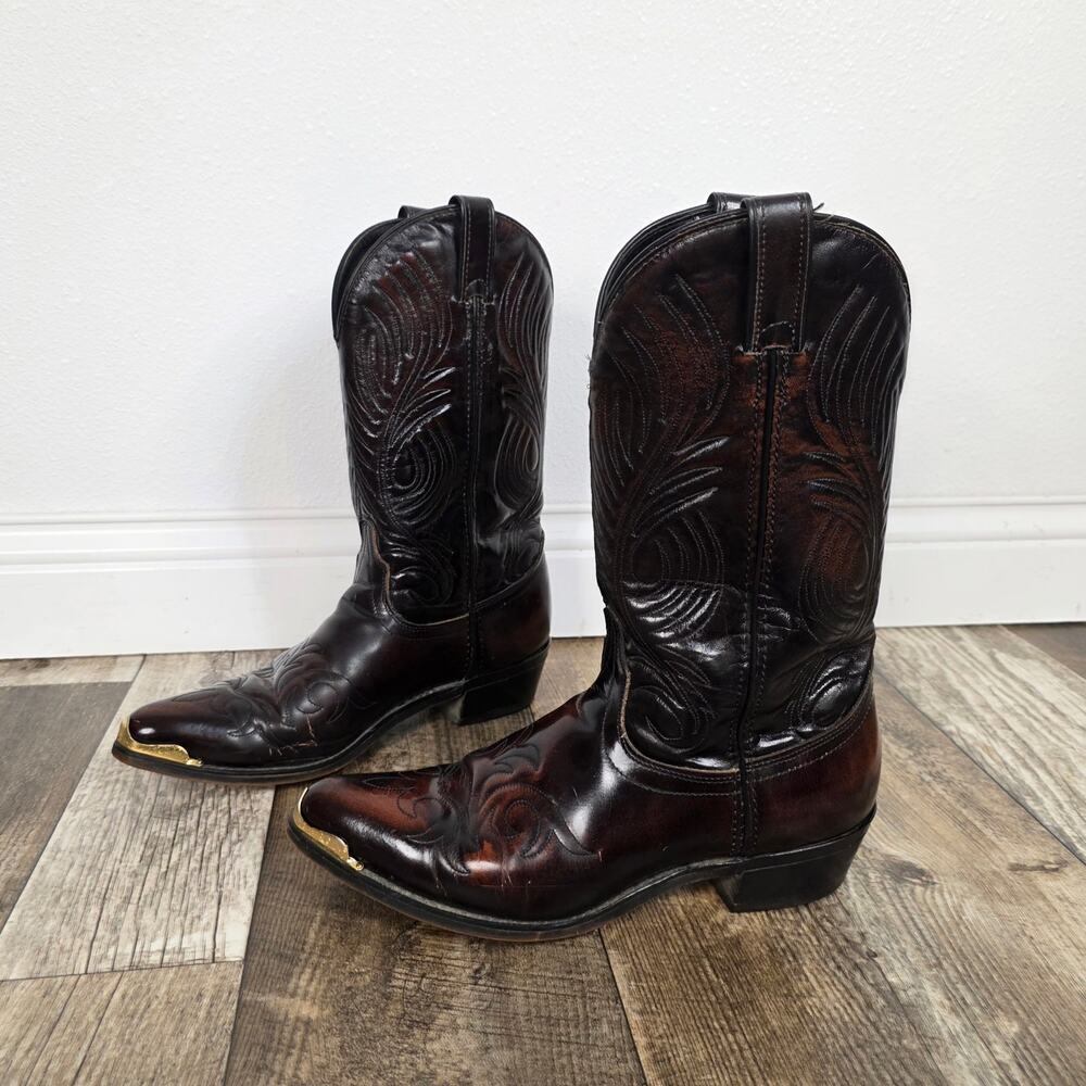 Vintage Laredo Burgundy Leather Cowboy Boots Men’s 10.5 D Made USA Western